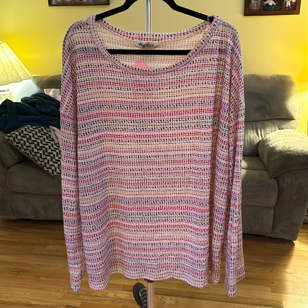 Striped long-sleeve knit top